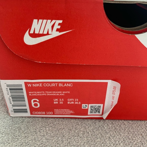 White Nike Court Sneakers sz 6 - Picture 6 of 7